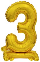 Balónek foliový narozeniny číslo 3 zlatý 38 cm