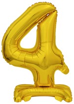 Balónek foliový narozeniny číslo 4 zlatý 38 cm