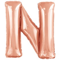 Písmeno N růžovo-zlaté foliový balónek 86 cm