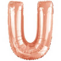 Písmeno U růžovo-zlaté foliový balónek 86 cm