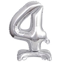Balónek foliový narozeniny číslo 4 stříbrný 38 cm