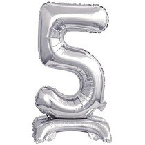 Balónek foliový narozeniny číslo 5 stříbrný 38 cm 