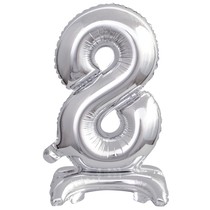 Balónek foliový narozeniny číslo 8 stříbrný 38 cm