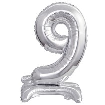 Balónek foliový narozeniny číslo 9 stříbrný 38 cm