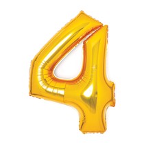 Balónek fóliový narozeniny číslo 4 zlatý 66 cm