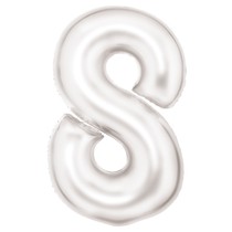 Balónek fóliový narozeniny číslo 8 bílé 86 cm