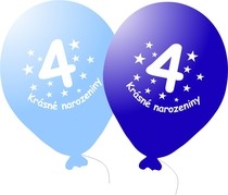 Narozeninové balónky modré s potiskem 4 - 5 ks