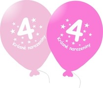Narozeninové balónky růžové s potiskem 4 - 5 ks