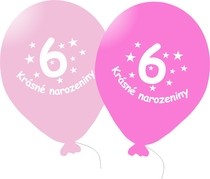 Narozeninové balónky růžové s potiskem 6 - 5 ks