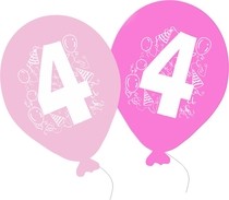 Balonky narozeniny 5ks s číslem 4 pro holky
