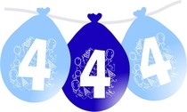 Balonky narozeniny číslo 4, visící 5ks modré
