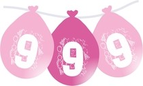 Narozeninové růžové balónky s číslem 9