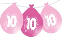 Nafukovací růžové balónky s číslem 10