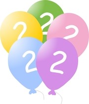 Narozeninové balónky s číslem 2, 5ks