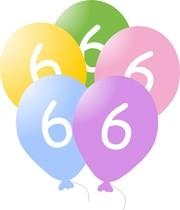 Narozeninové balonky s číslem 6, 5ks 