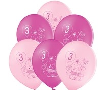 Balónky 3.narozeniny růžový slon 6 ks