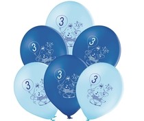 Balónky 3.narozeniny modrý slon 6 ks