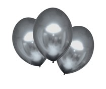 Balónky chromové šedé 6 ks 30 cm