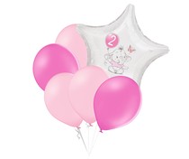 Set 2.narozeniny růžový slon hvězda foliový balónek