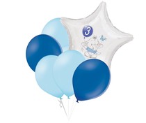 Set 3.narozeniny modrý slon hvězda foliový balónek