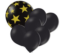 Set balónků černý balón s hvězdami a černé balónky 