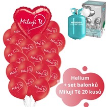 Helium sada - červené balónky s českým potiskem Miluji Tě