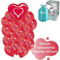 Helium sada - červené balónky Valentýn 20 ks 