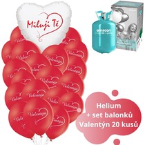 Helium sada - červené balónky Miluji Tě a Valentýn 20 ks 