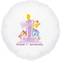 Krásné 1. narozeniny fóliový balónek kruh pro holky