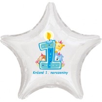 Krásné 1. narozeniny fóliový balónek hvězda pro kluky
