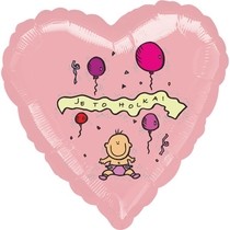 Balónek fóliový světle růžové srdíčko Je to holka!