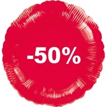 Balónek fóliový červený -50%