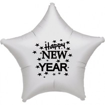 Balónek fóliový Happy NEW YEAR stříbrná hvězda