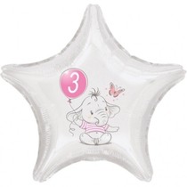 3.narozeniny růžový slon hvězda foliový balónek