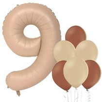Balónek číslo 9 cappuccino 66 cm