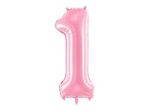 Balónek číslo 1 světle růžový 86 cm