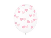 Balónek světle růžové srdíčka 6 ks 30 cm