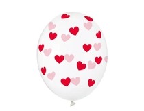 Balónek červené a růžové srdíčka 6 ks 30 cm