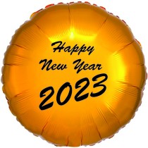 Balónek Happy NEW YEAR 2023 zlatý kruh