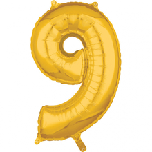 Balónek fóliový narozeniny číslo 9 zlatý 66cm