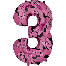 Minnie Mouse balónek číslo 3 růžový 66 cm