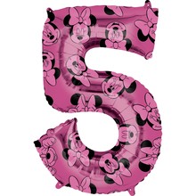 Minnie Mouse balónek číslo 5 růžový 66 cm 