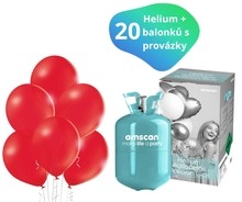 Helium set s červenými balónky 20 ks 
