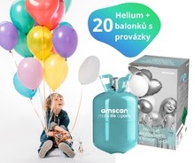 Helium + 20 ks balonků mix barev