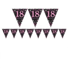 Vlajka 18. narozeniny pink 4 m