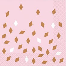 Ubrousky růžovo-zlaté 16 ks 33 cm x 33 cm
