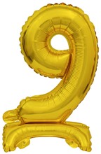 Balónek foliový narozeniny číslo 9 zlatý 38 cm