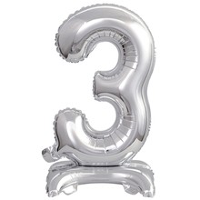 Balónek foliový narozeniny číslo 3 stříbrný 38 cm 