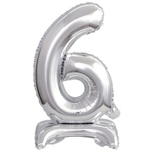 Balónek foliový narozeniny číslo 6 stříbrný 38 cm