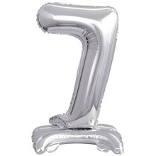 Balónek foliový narozeniny číslo 7 stříbrný 38 cm 